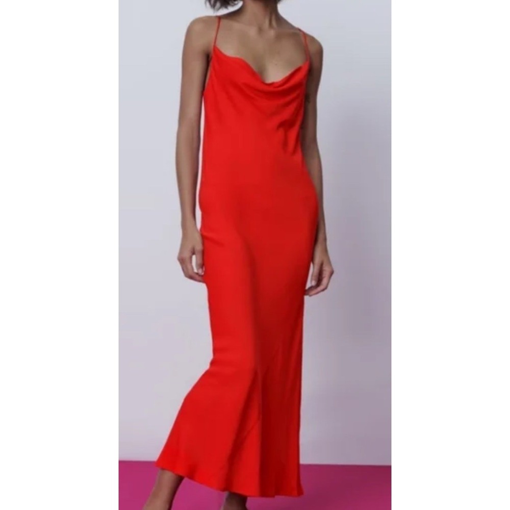 Zara Red Slip Maxi Dress